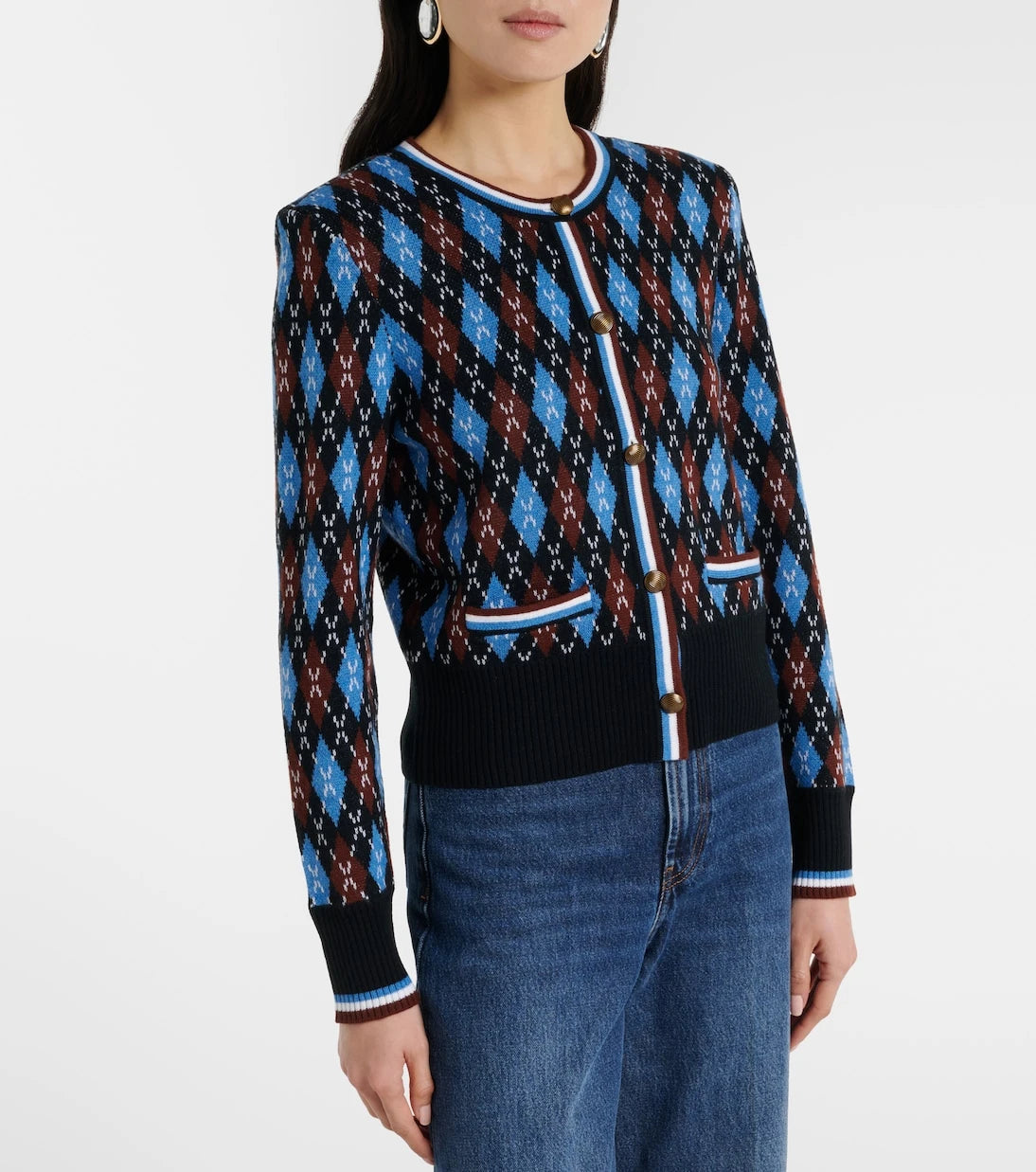 Veronica Beard - Sylvane argyle wool and cotton cardigan