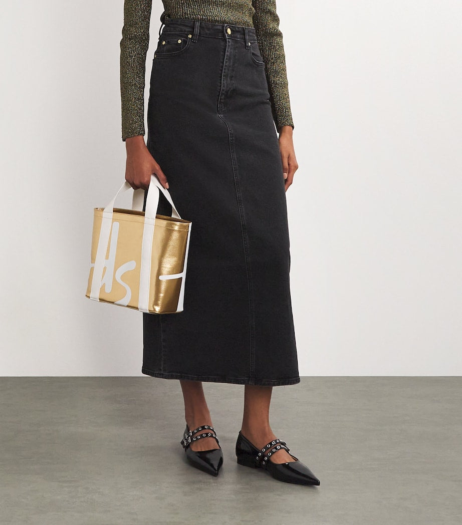 Harrods Gold Mini Cotton Logo Tote Bag