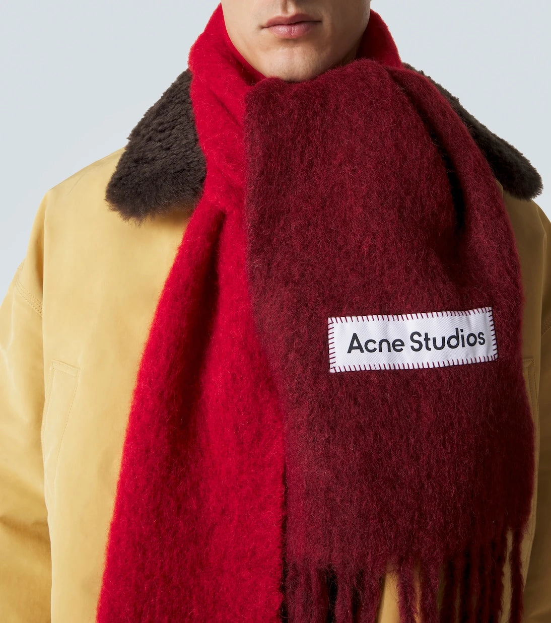 Acne Studios - Logolu püsküllü ombré atkı