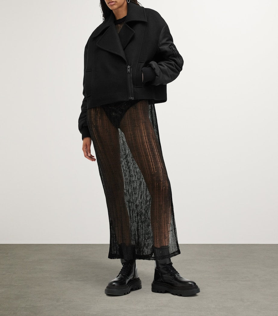 AllSaints Black Wool-Blend Orla Jacket