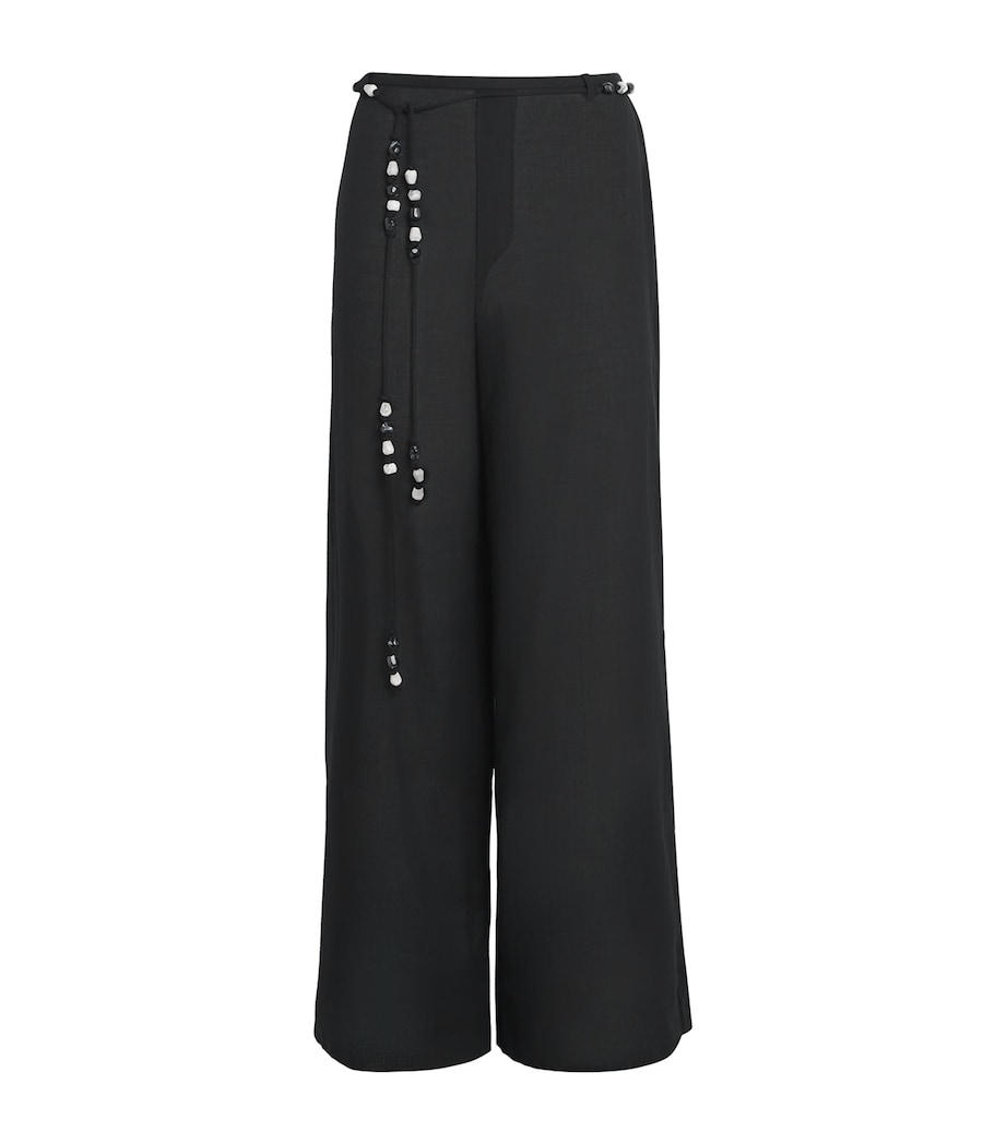 Black Cotton Wide-Leg Azura Trousers