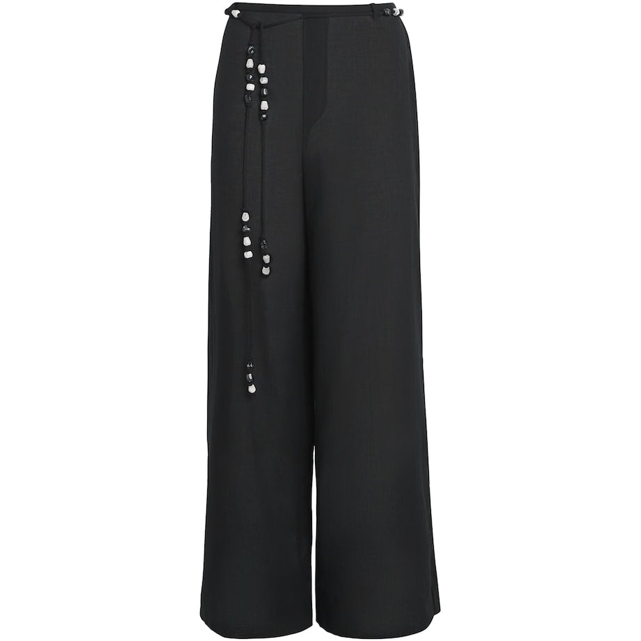 Black Cotton Wide-Leg Azura Trousers