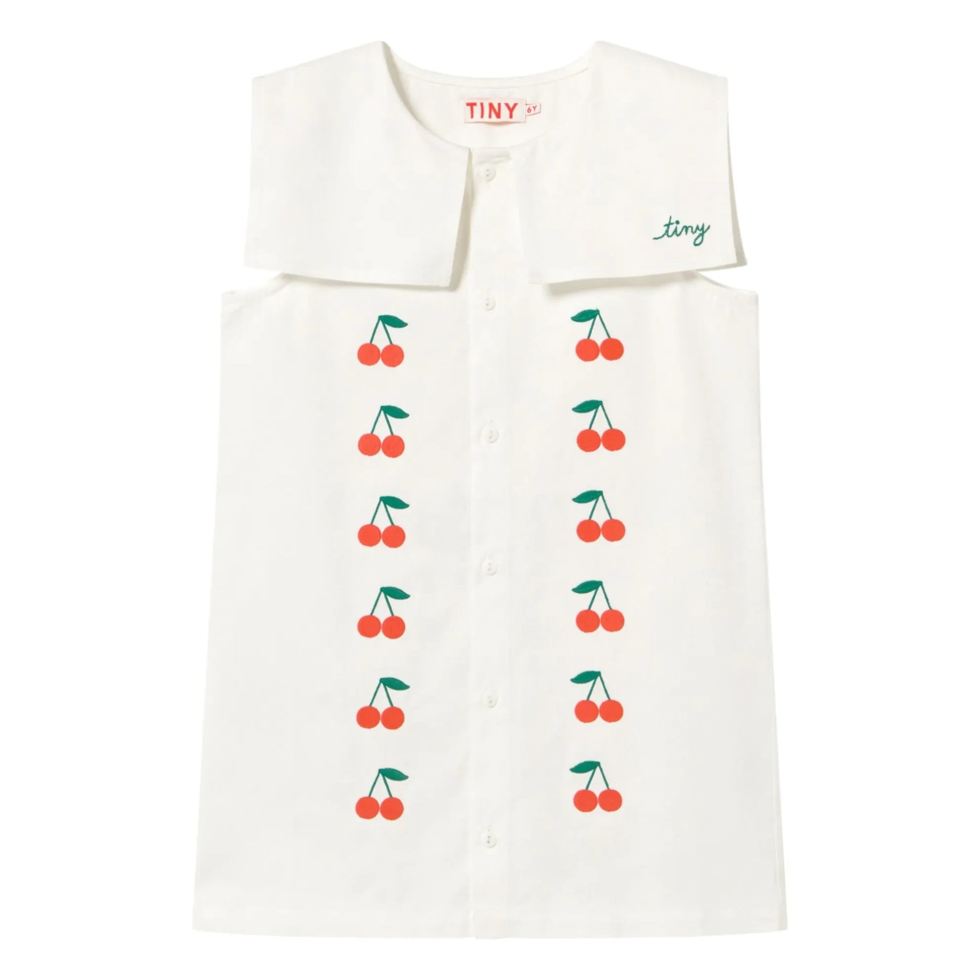 Tinycottons - Cerises collar dress | White
