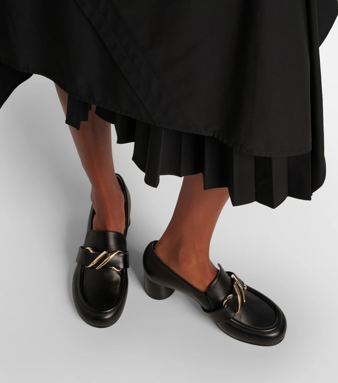 Proenza Schouler - Monogram deri loafer topuklu ayakkabılar