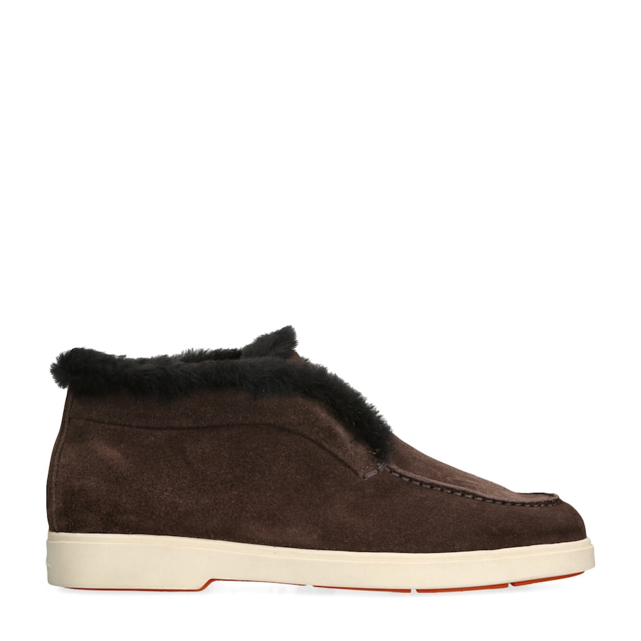 Santoni Brown Suede Fortune Ankle Boots