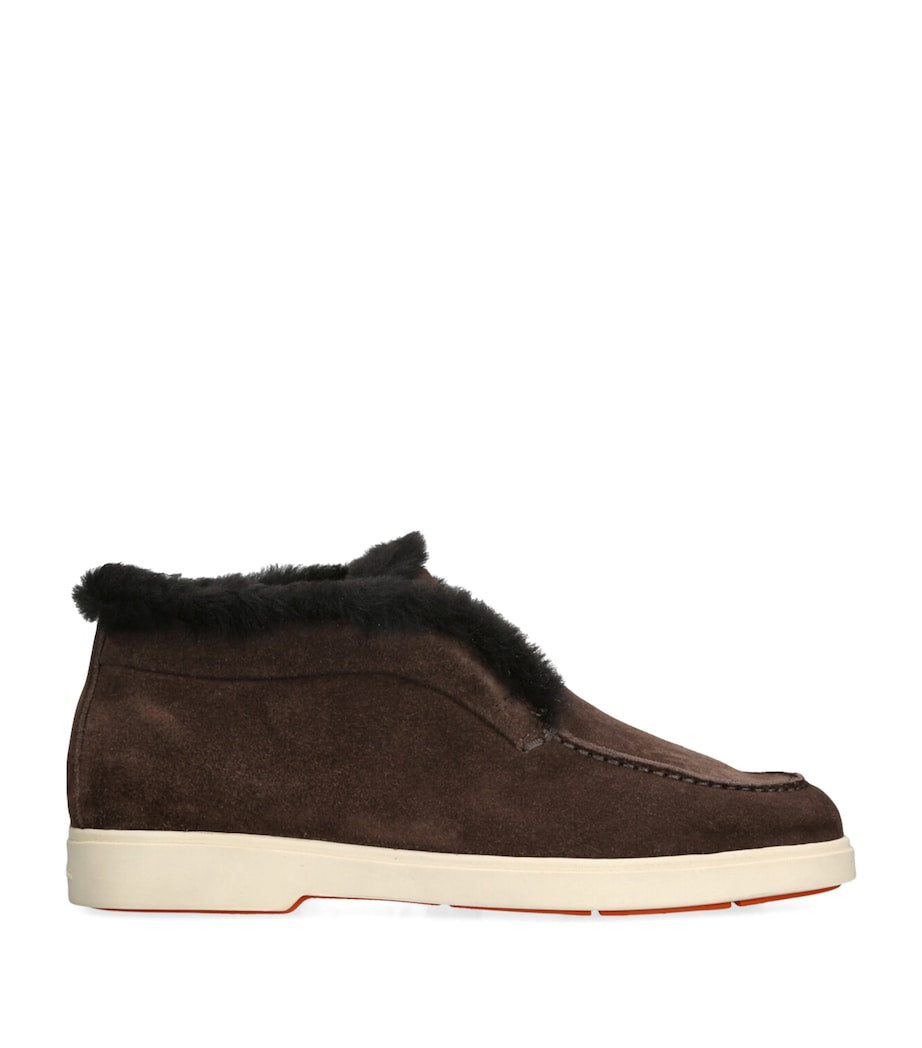 Santoni Brown Suede Fortune Ankle Boots