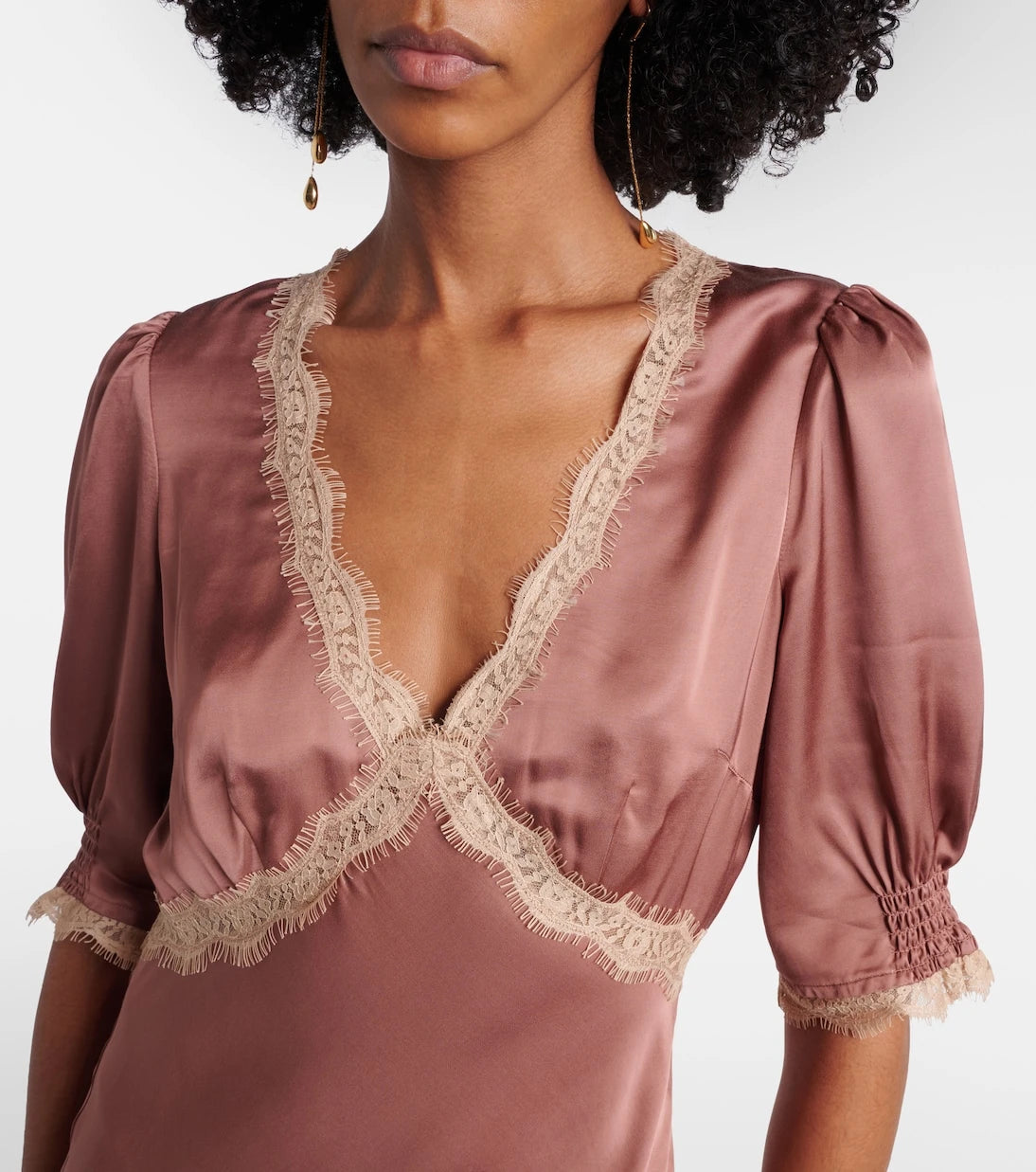 Rixo - Annina lace-trimmed satin maxi dress