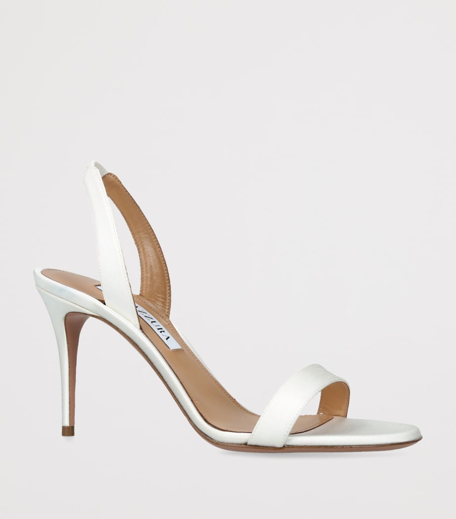 Aquazzura White Satin So Nude Slingback Sandals 85