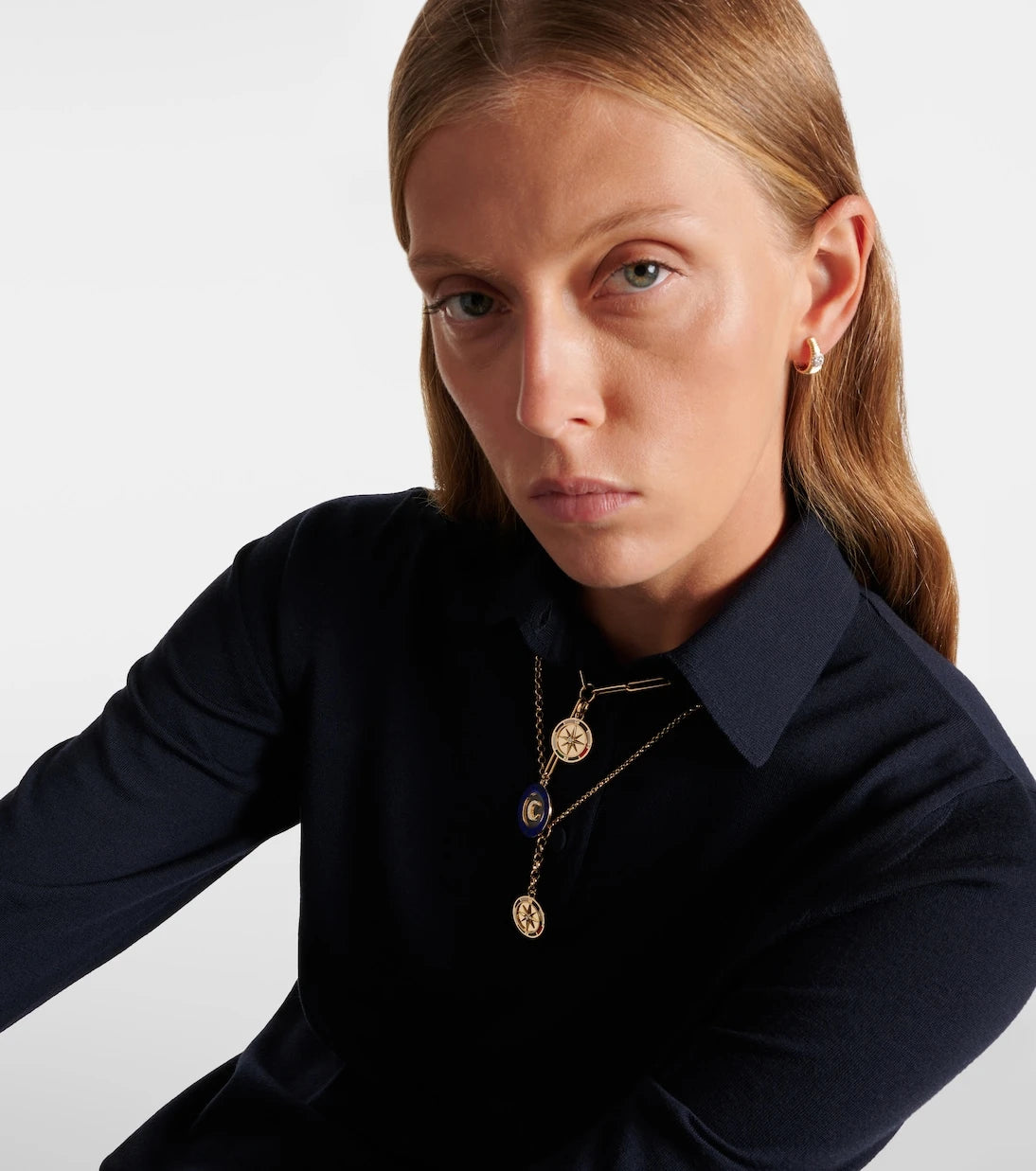 FoundRae - Crescent & Internal Compass 18kt gold necklace with diamonds
