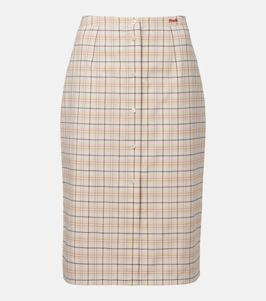 Prada - Checked cotton poplin pencil skirt
