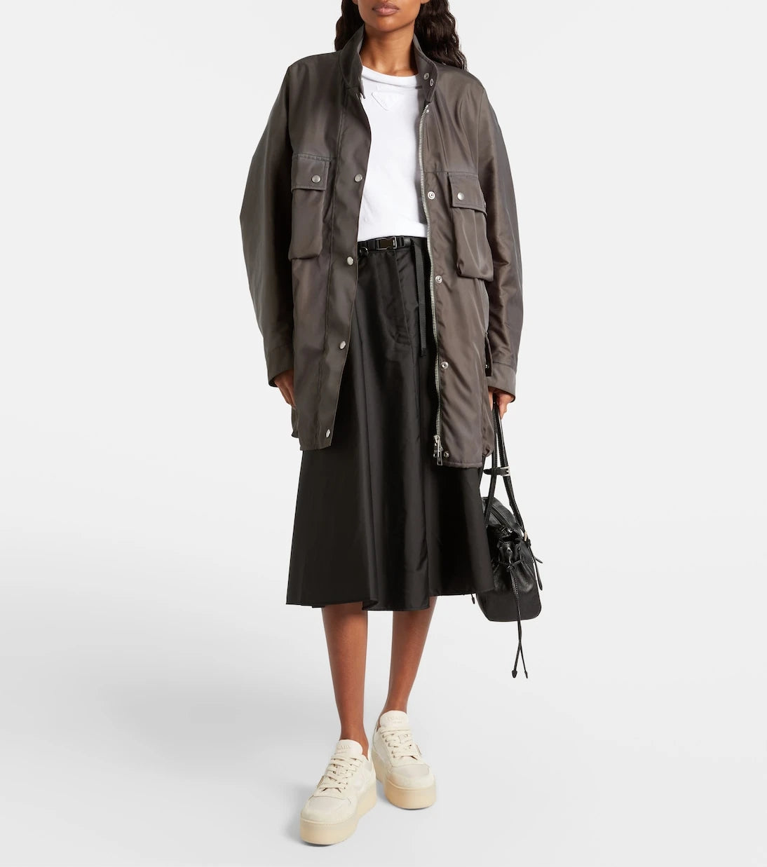 Prada - Downtown Bold Re-Nylon and suede sneakers