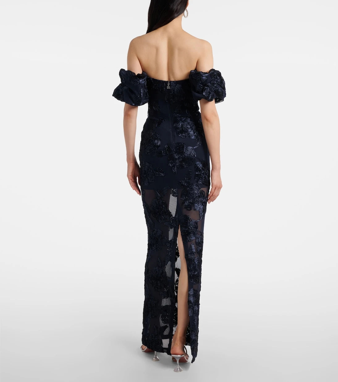 Rotate - Floral-appliqué mesh gown