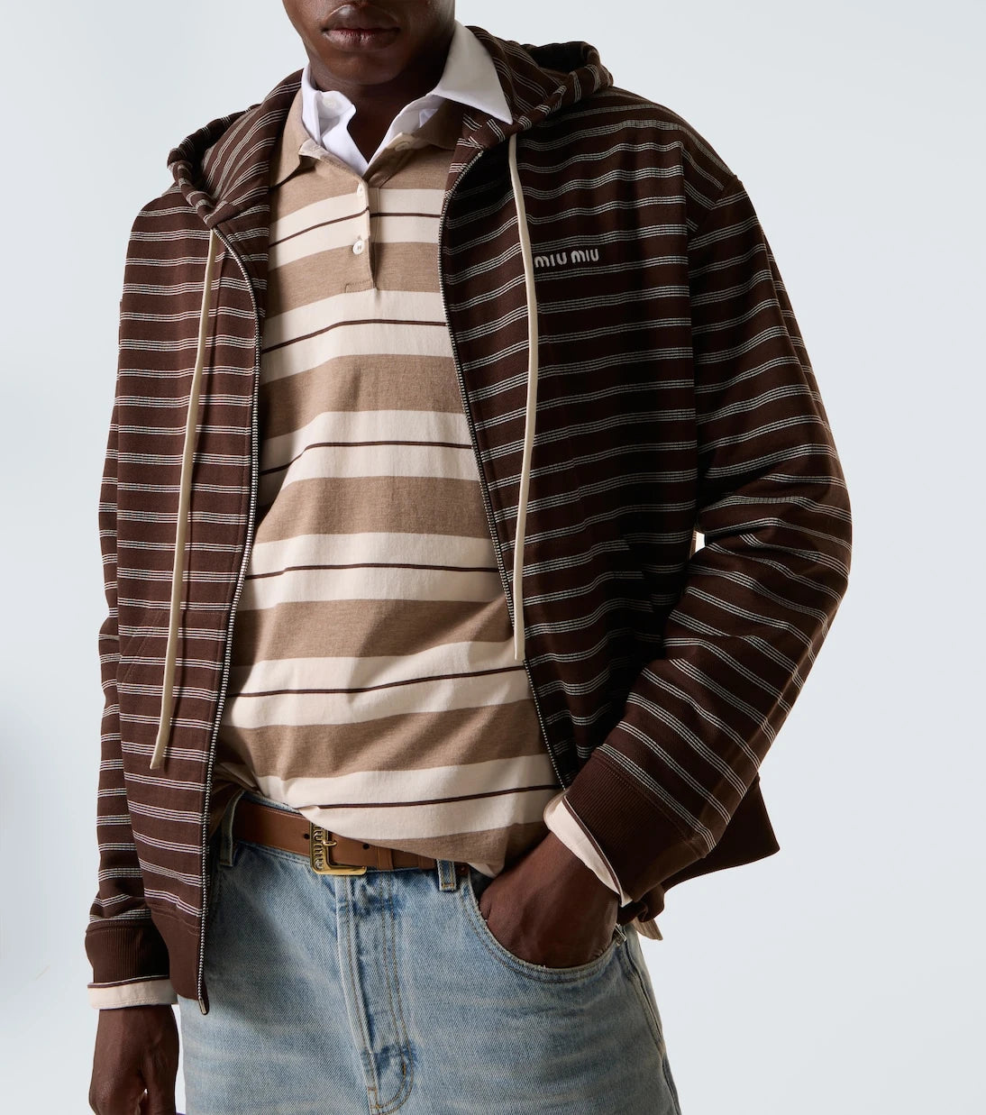 Miu Miu - Striped cotton hoodie