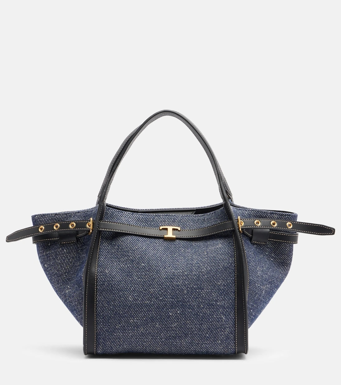 Tod's - Tim Small leather-trimmed denim tote bag