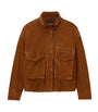 AllSaints Brown Suede Clay Bomber Jacket