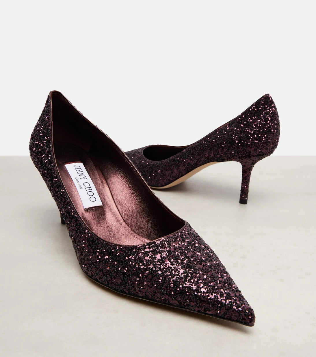 Jimmy Choo - حذاء بكعب Love 65 مزين بالجليتر