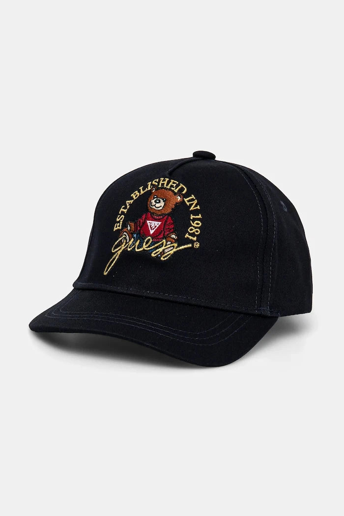 Детска памучна шапка с козирка Guess