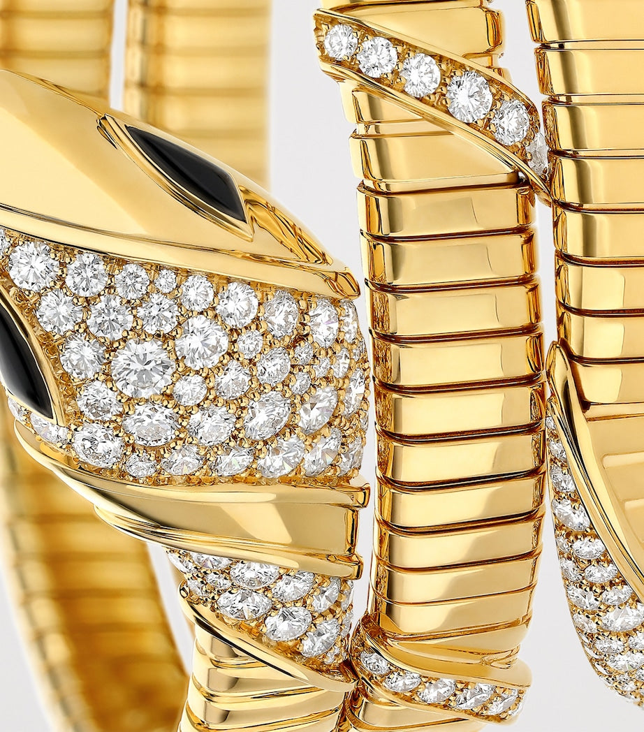 Yellow Gold and Diamond Serpenti Tubogas Bracelet