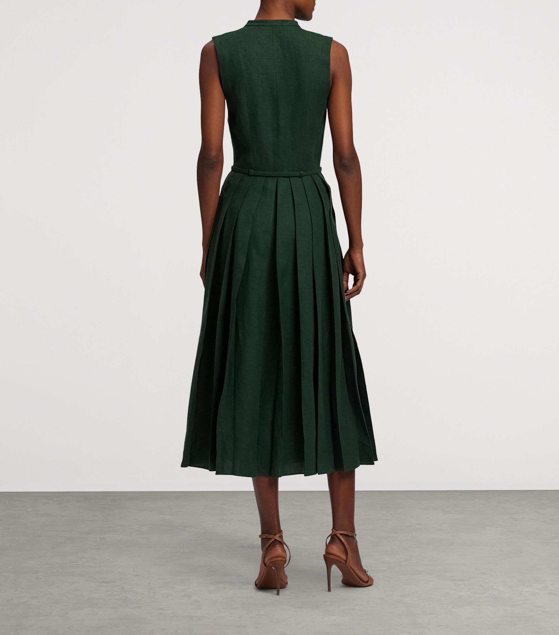 Ralph Lauren Collection Green Linen Sleeveless Midi Dress