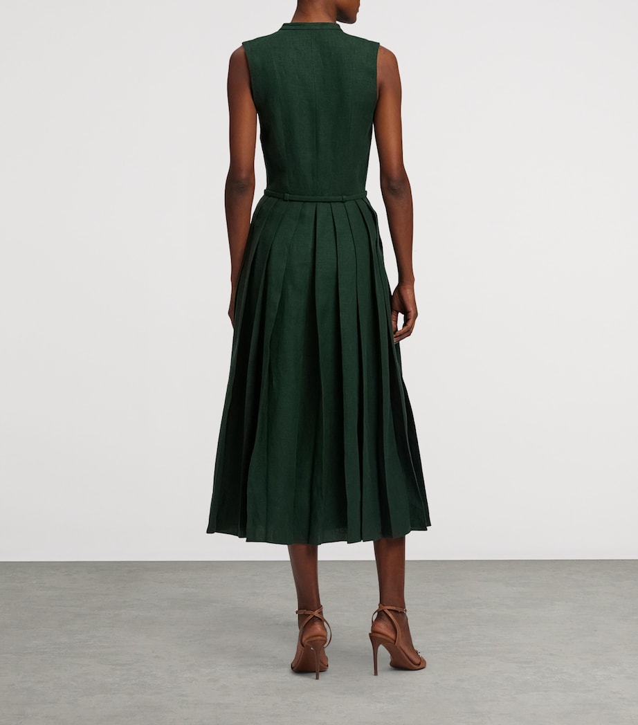 Ralph Lauren Collection Green Linen Sleeveless Midi Dress