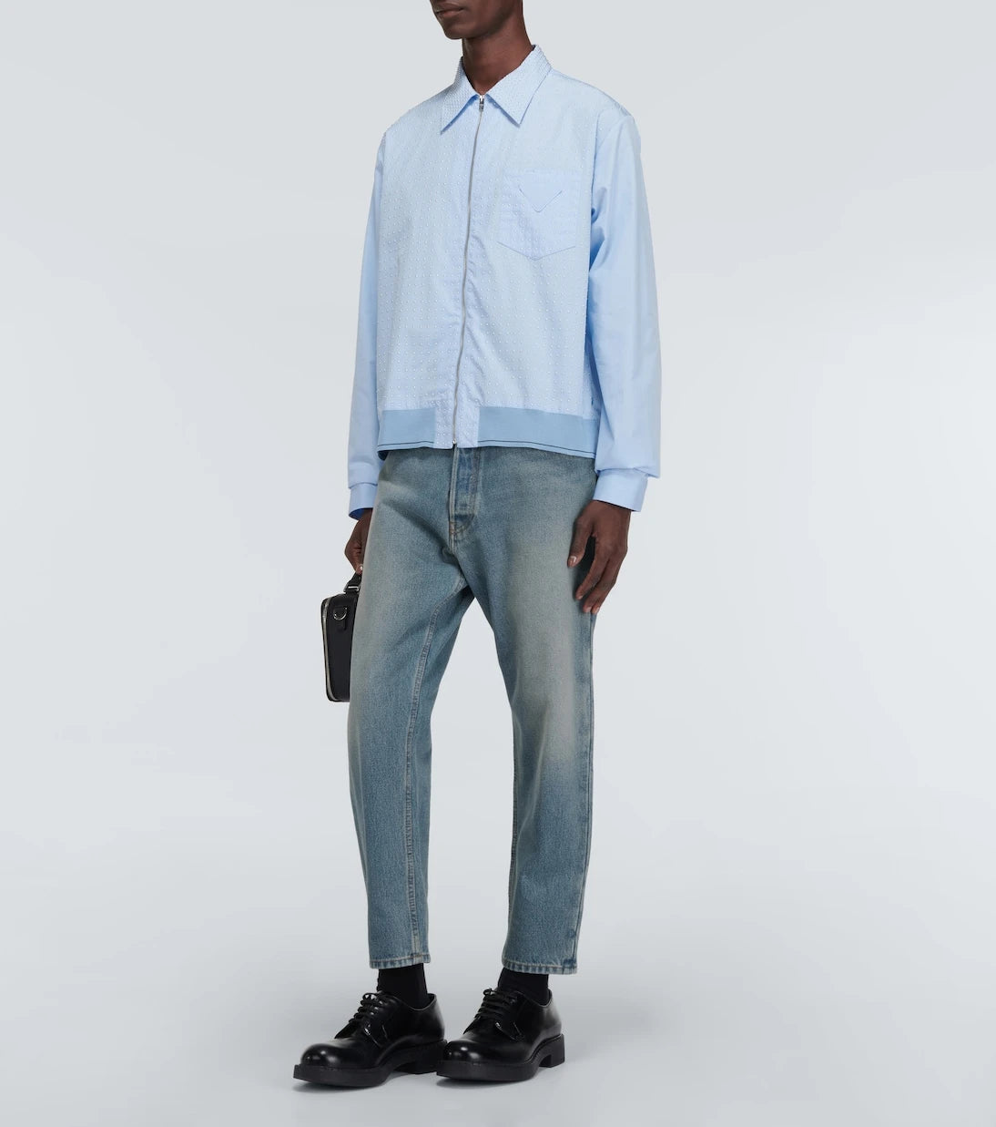 Prada - Distressed mid-rise tapered jeans
