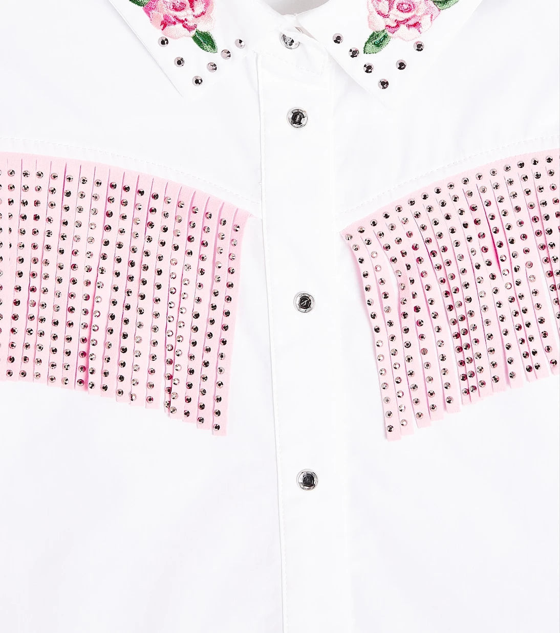 Monnalisa - Embellished cotton poplin shirt