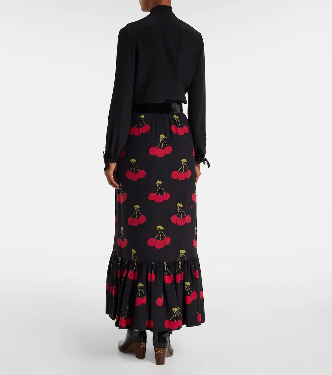 Valentino - Printed silk maxi skirt