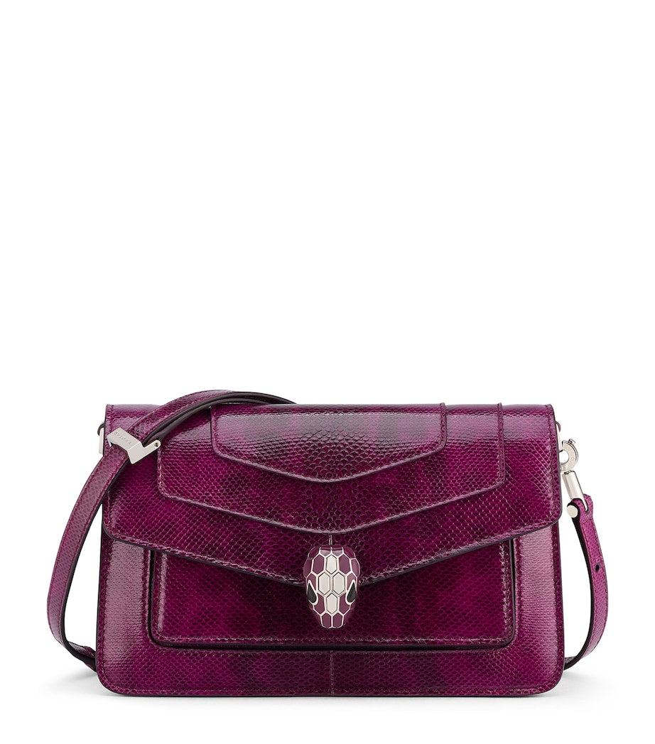 Bvlgari Purple Small Snakeskin Serpenti East West Shoulder Bag