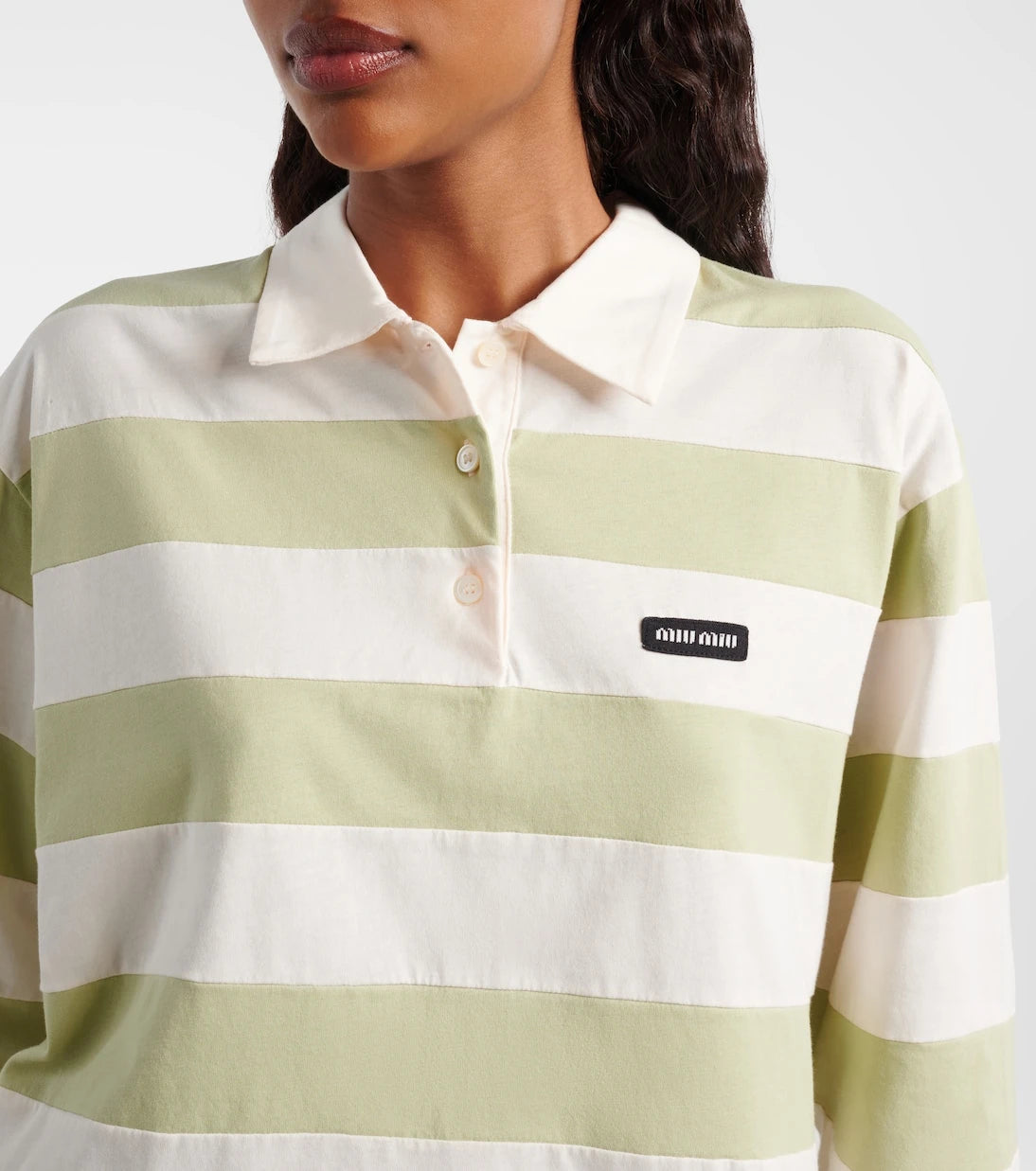 Miu Miu - Striped cotton jersey polo shirt