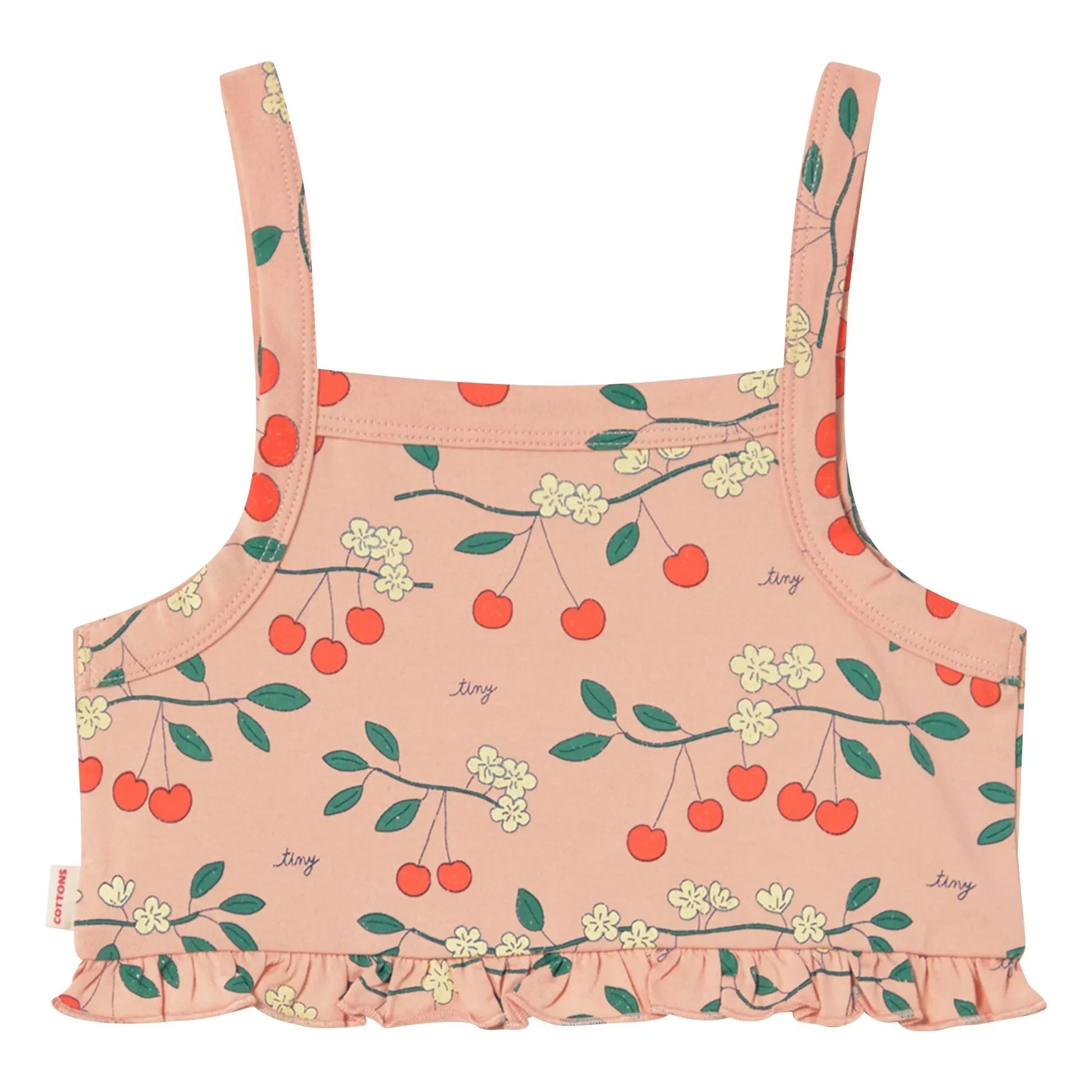 Tinycottons - Cherry organic cotton ruffle top | Pink