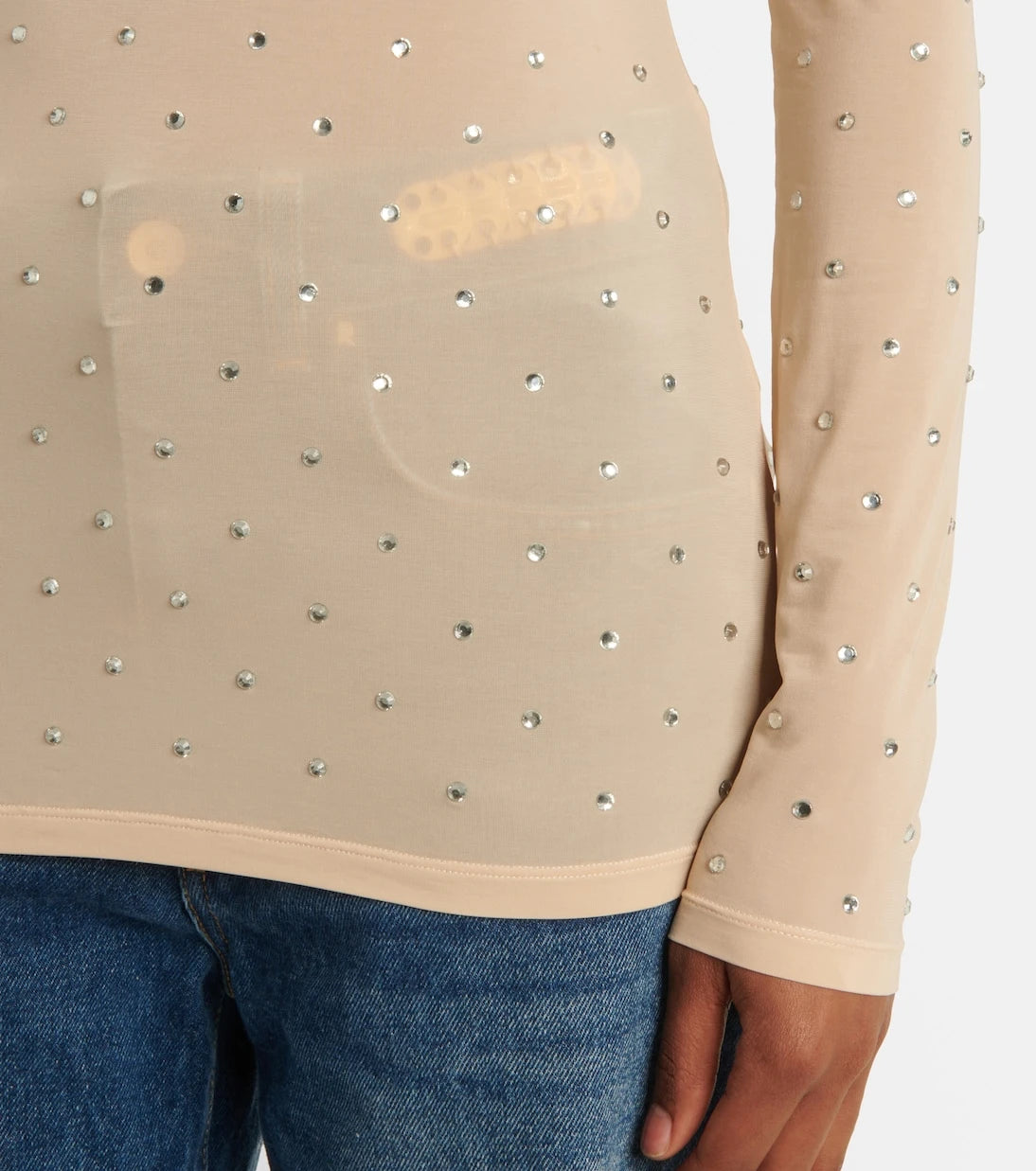 Rabanne - Crystal-embellished semi-sheer top