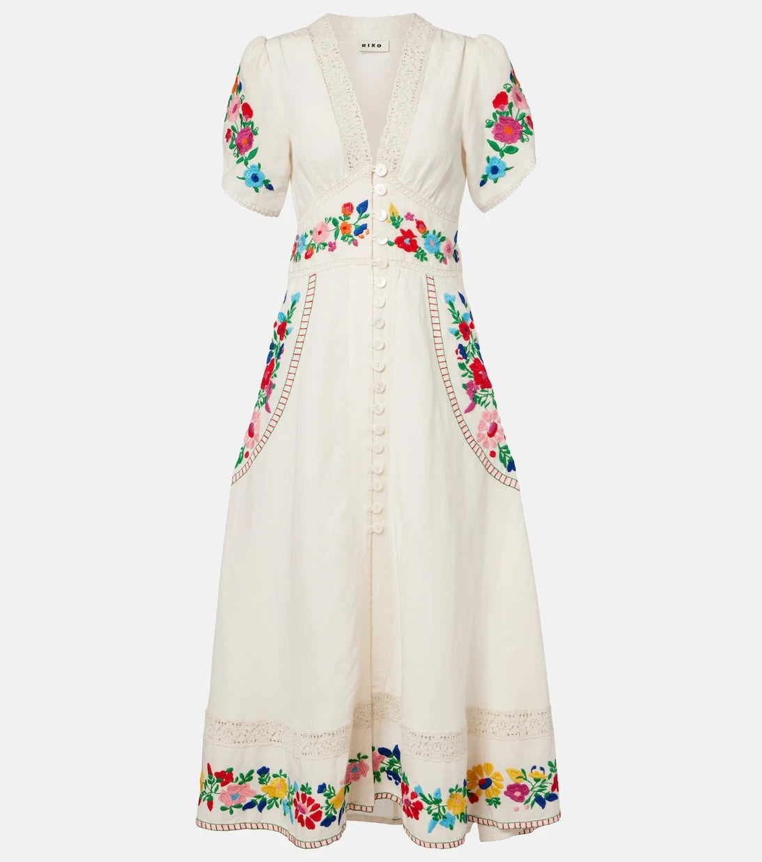 Rixo - Novara embroidered linen-blend maxi dress