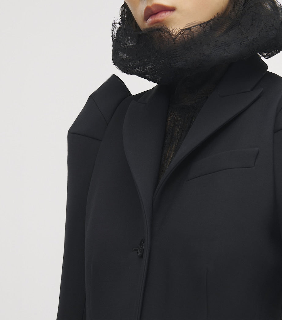 McQueen Black Wool-Blend Structured Coat