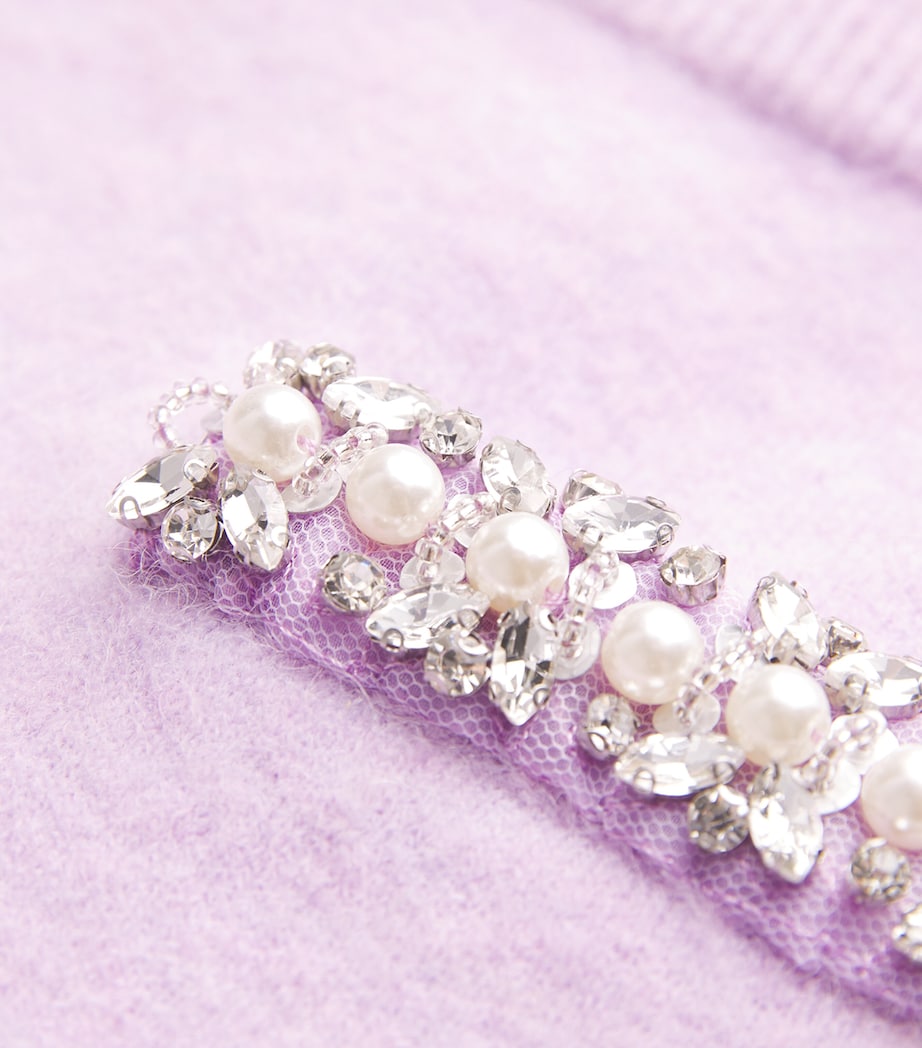 Self-Portrait Purple Crystal-Embellished Mini Skirt