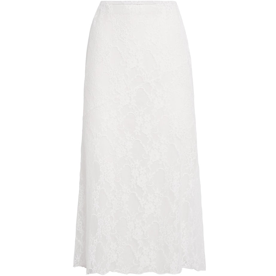 Nadine Mos White Lace Midi Slip Skirt