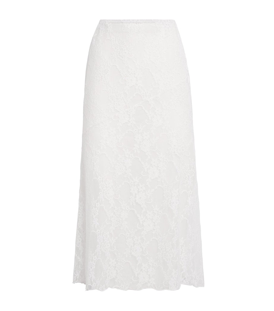 Nadine Mos White Lace Midi Slip Skirt