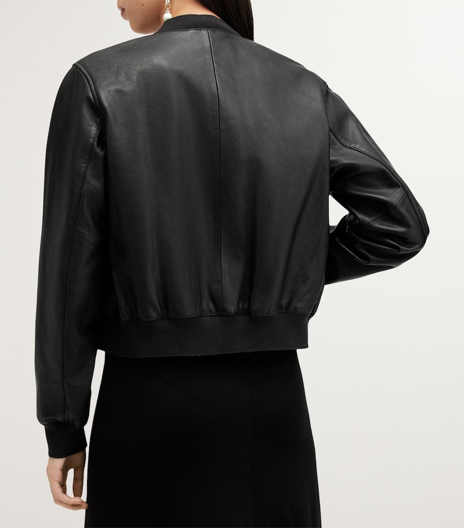 Black Leather Orten Bomber Jacket