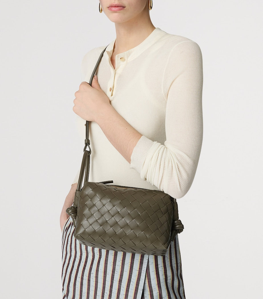 Green Small Leather Loop Top-Handle Bag
