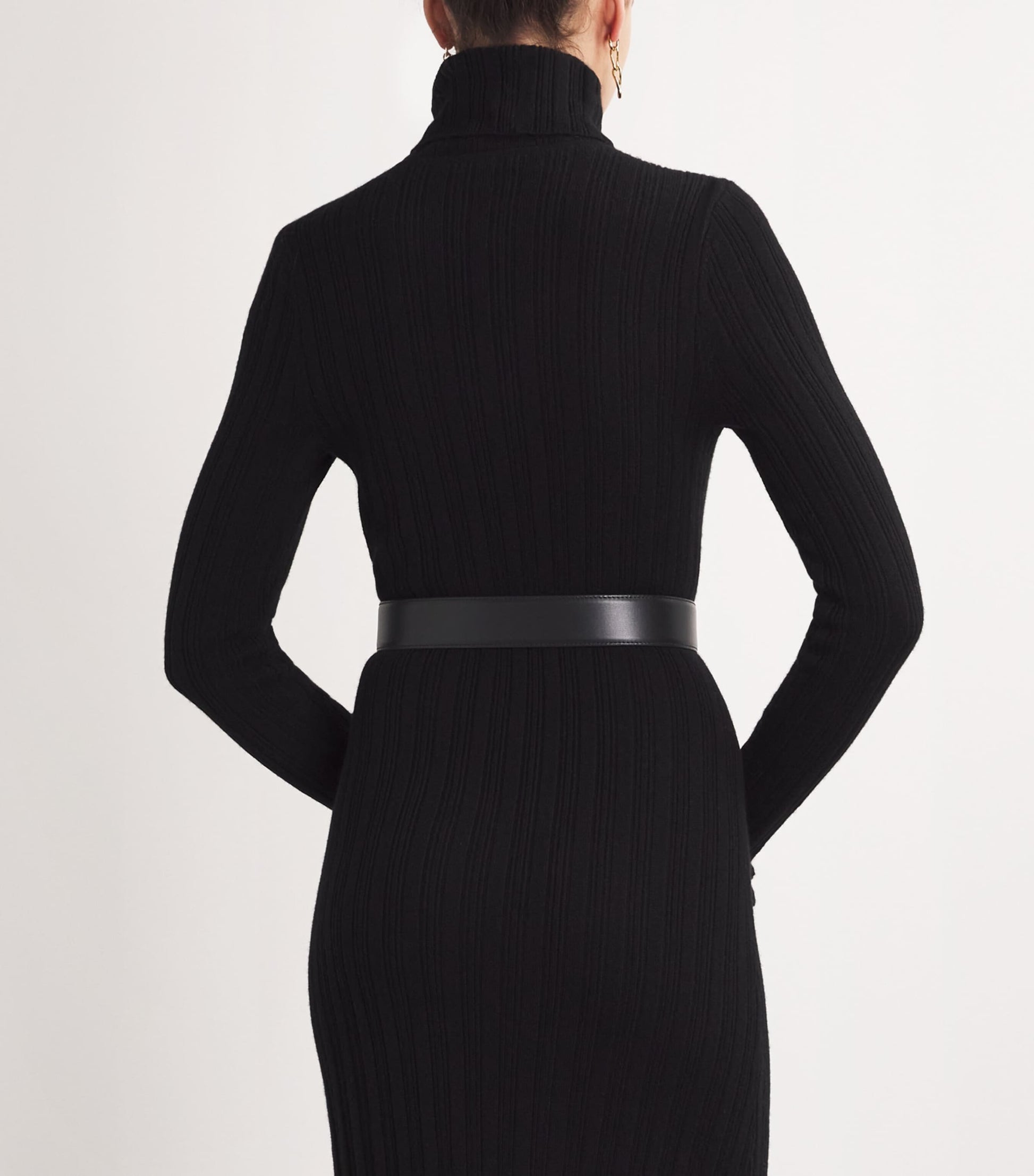 Leather Clover Buckle Belt BLACK