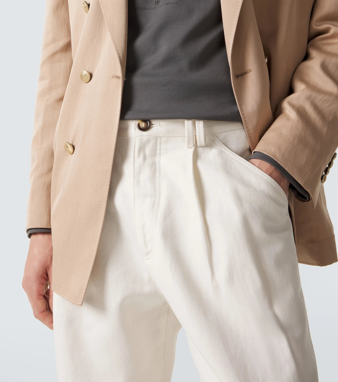 Brunello Cucinelli - Cotton and linen straight pants