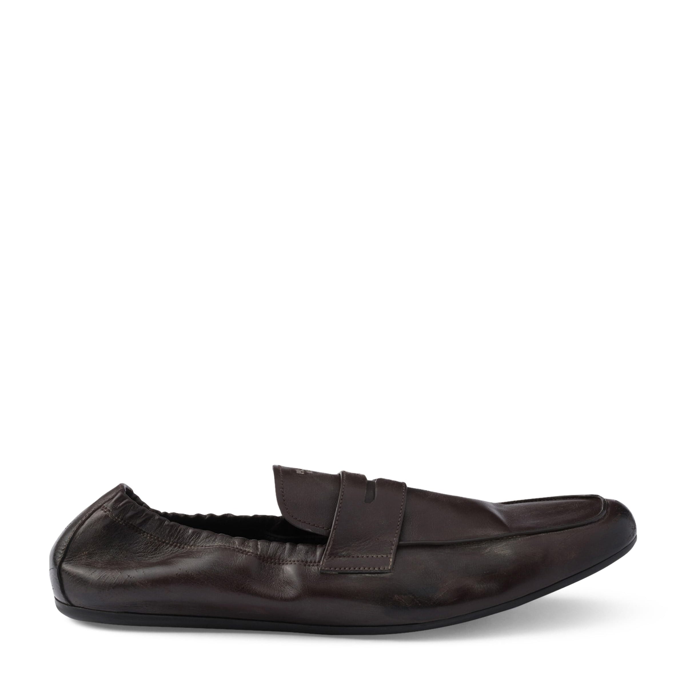 Antiqued Leather Shuffle Loafers