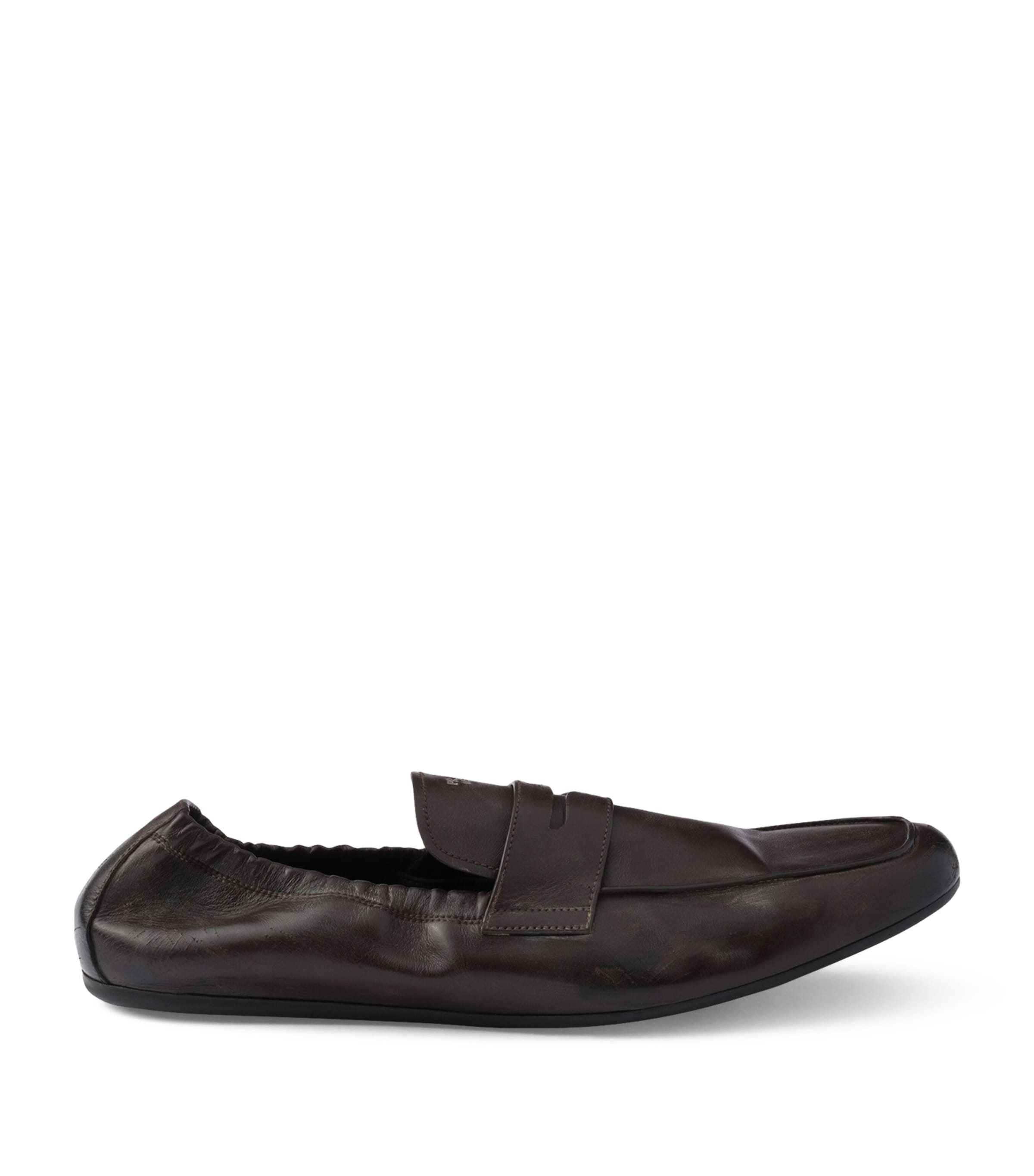 Antiqued Leather Shuffle Loafers