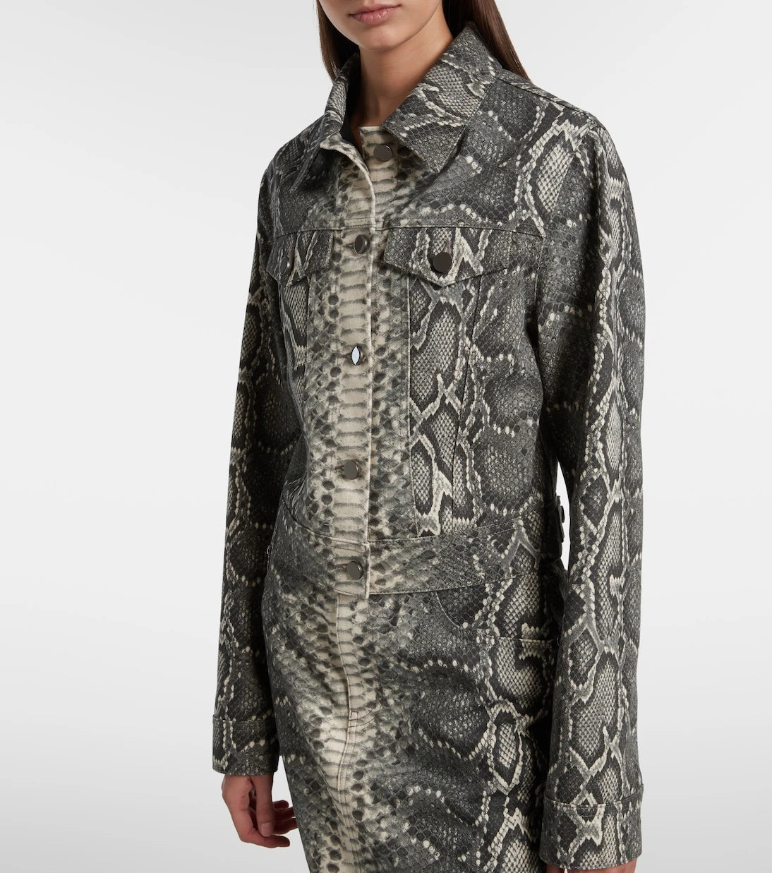 Gabriela Hearst - Bronte snake-print cropped denim jacket