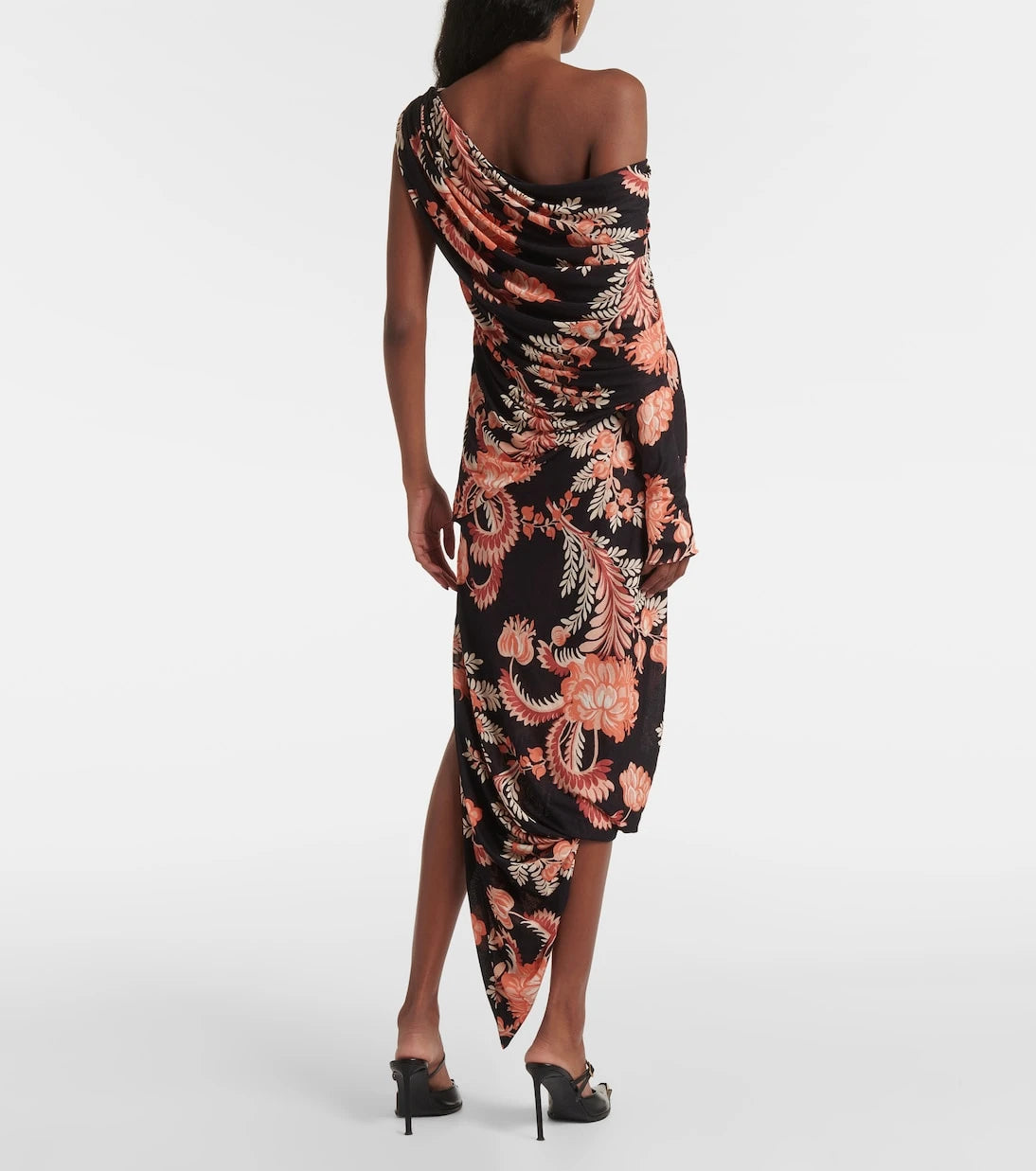 Etro - Floral draped asymmetric midi dress