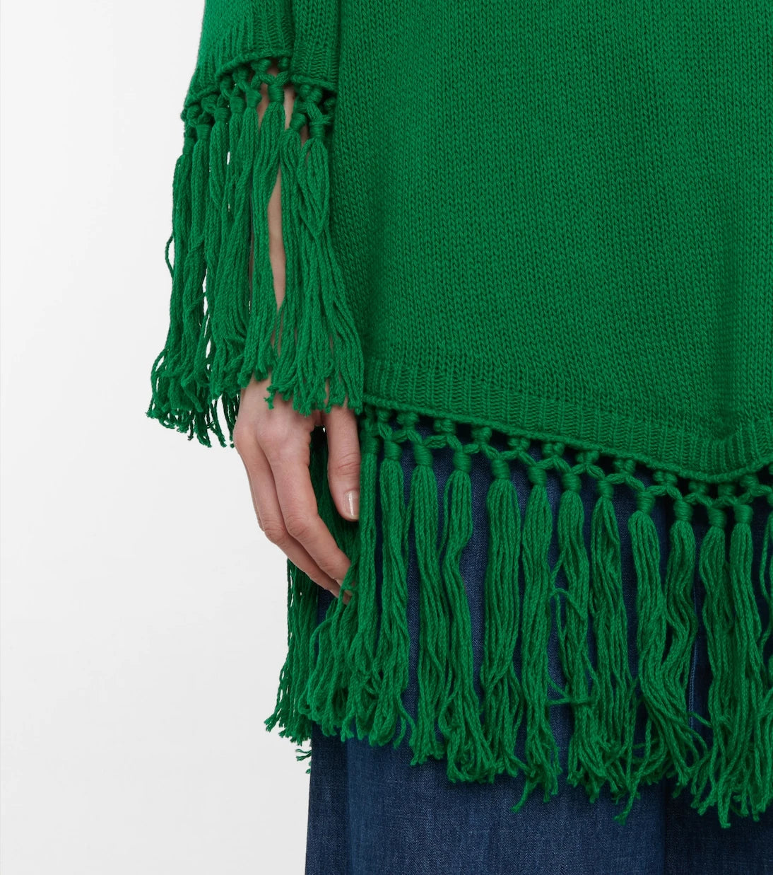 Valentino - Fringe-trimmed virgin wool poncho