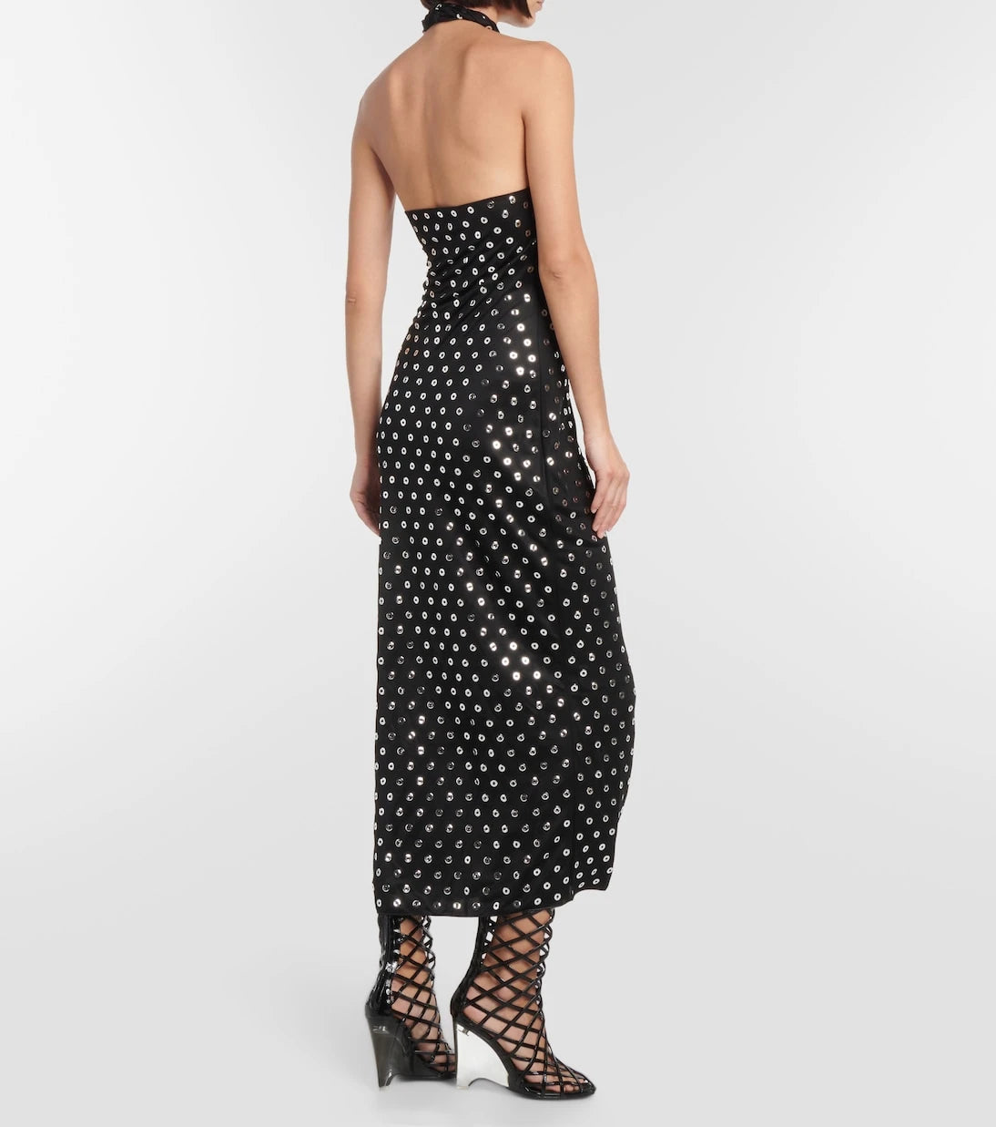 Alaïa - Embellished halterneck midi dress