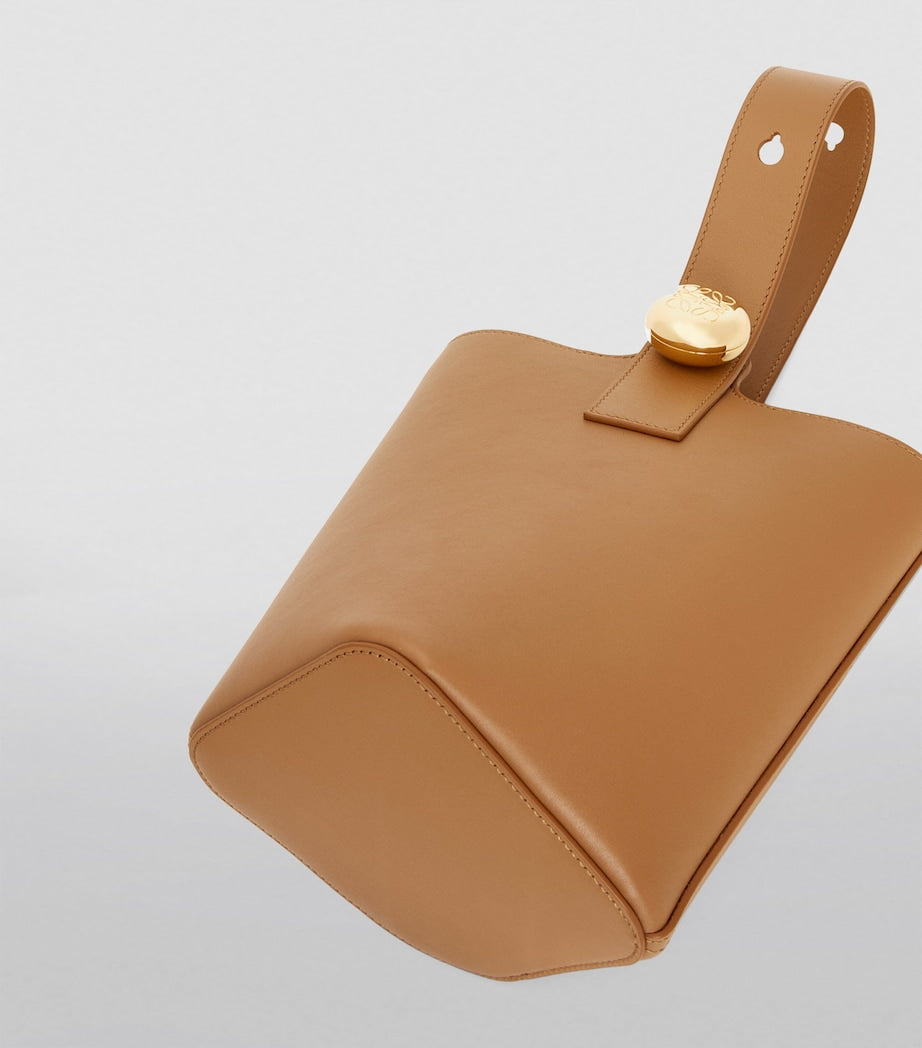 LOEWE Brown Mini Leather Pebble Bucket Bag