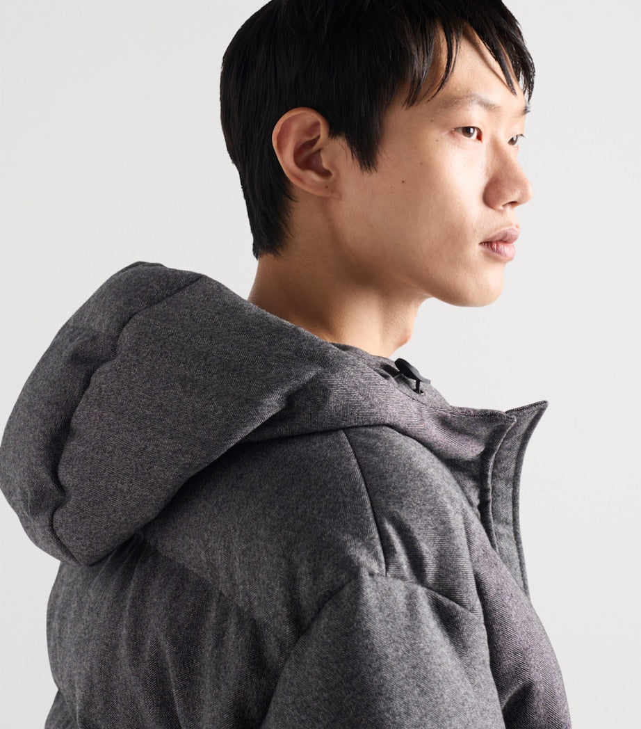 Prada Grey Wool Fleece Puffer Jacket