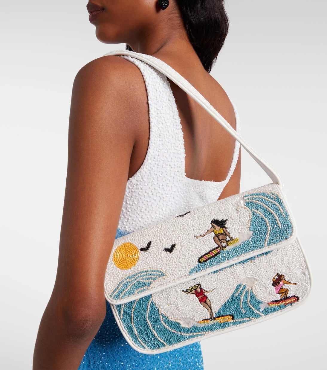 Staud - Tommy beaded sequined shoulder bag