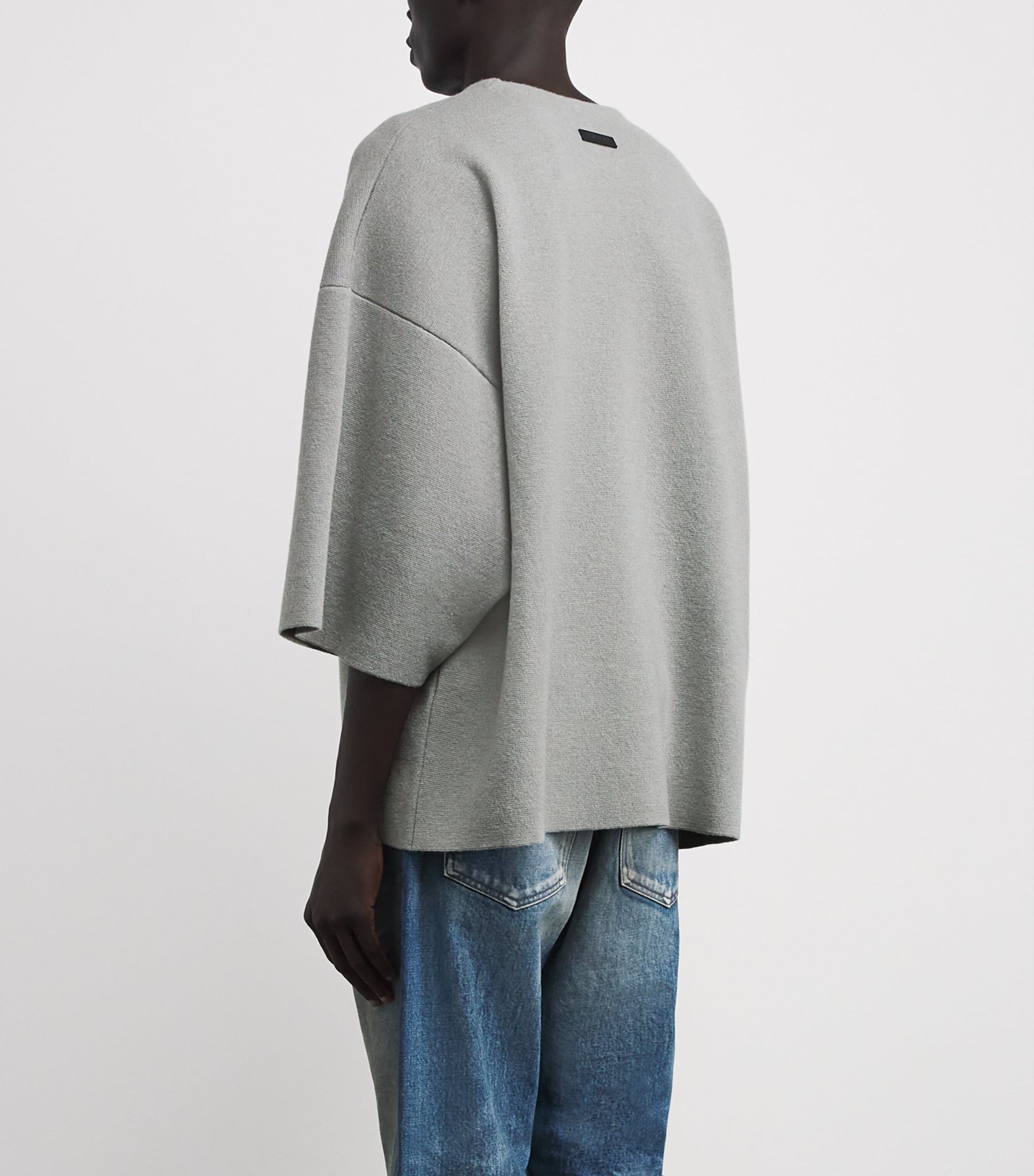 Grey Virgin Wool Milano Stitch Oversized T-Shirt